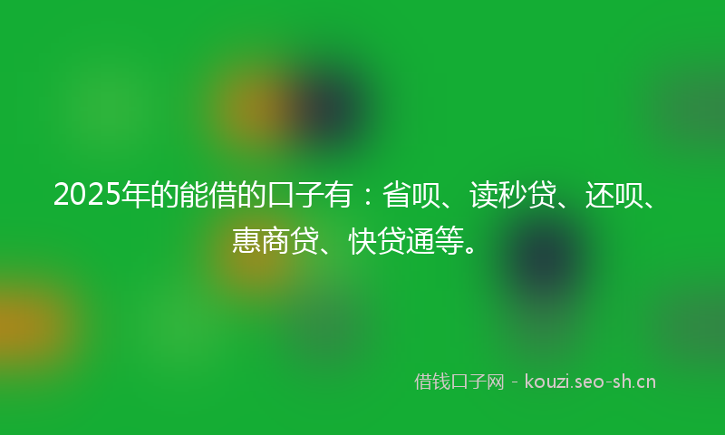 2025年的能借的口子有：省呗、读秒贷、还呗、惠商贷、快贷通等。