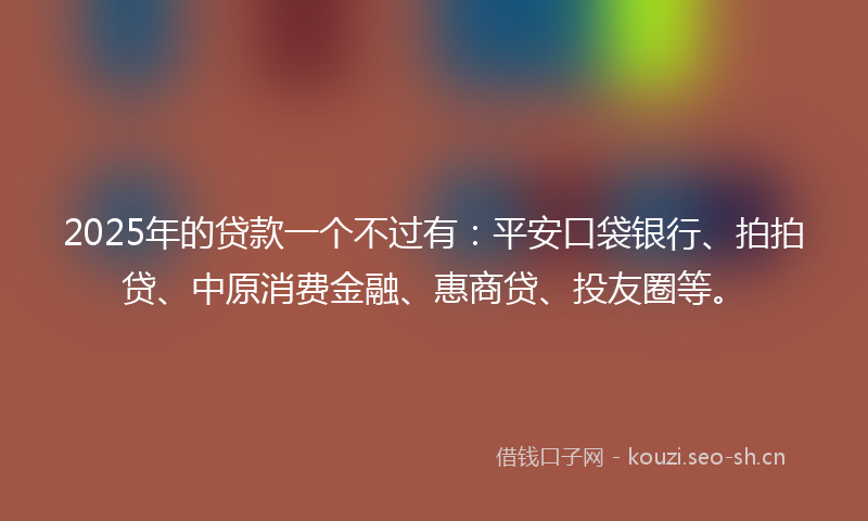 2025年的贷款一个不过有：平安口袋银行、拍拍贷、中原消费金融、惠商贷、投友圈等。