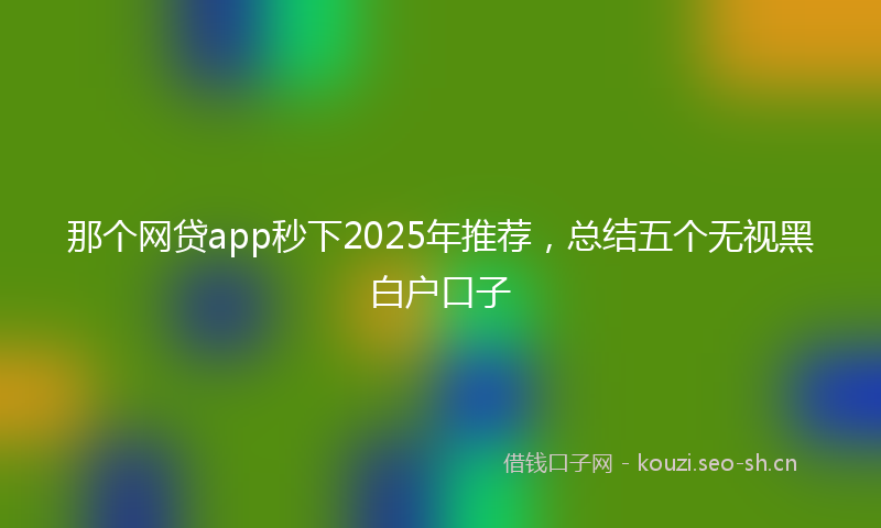 那个网贷app秒下2025年推荐，总结五个无视黑白户口子