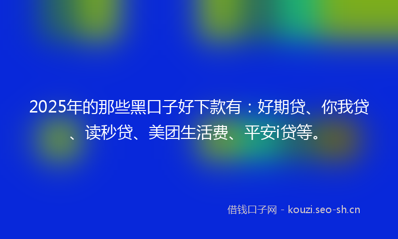 2025年的那些黑口子好下款有：好期贷、你我贷、读秒贷、美团生活费、平安i贷等。