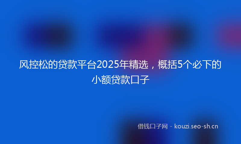 风控松的贷款平台2025年精选，概括5个必下的小额贷款口子
