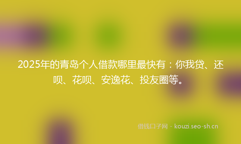 2025年的青岛个人借款哪里最快有：你我贷、还呗、花呗、安逸花、投友圈等。