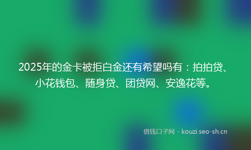 2025年的金卡被拒白金还有希望吗有：拍拍贷、小花钱包、随身贷、团贷网、安逸花等。