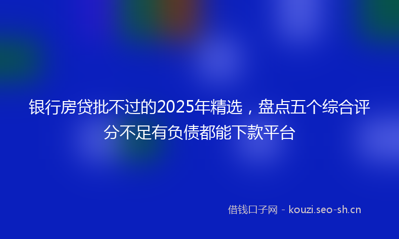 银行房贷批不过的2025年精选，盘点五个综合评分不足有负债都能下款平台