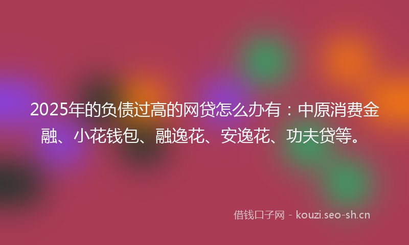 2025年的负债过高的网贷怎么办有：中原消费金融、小花钱包、融逸花、安逸花、功夫贷等。