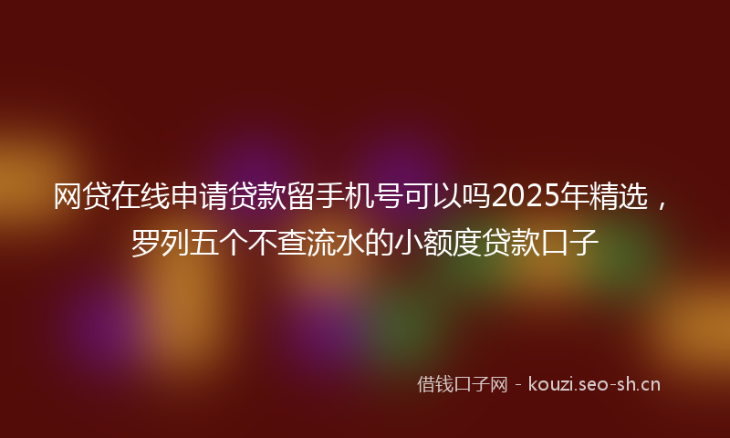 网贷在线申请贷款留手机号可以吗2025年精选，罗列五个不查流水的小额度贷款口子