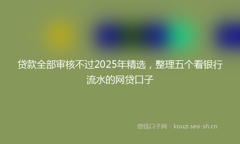 贷款全部审核不过2025年精选，整理五个看银行流水的网贷口子