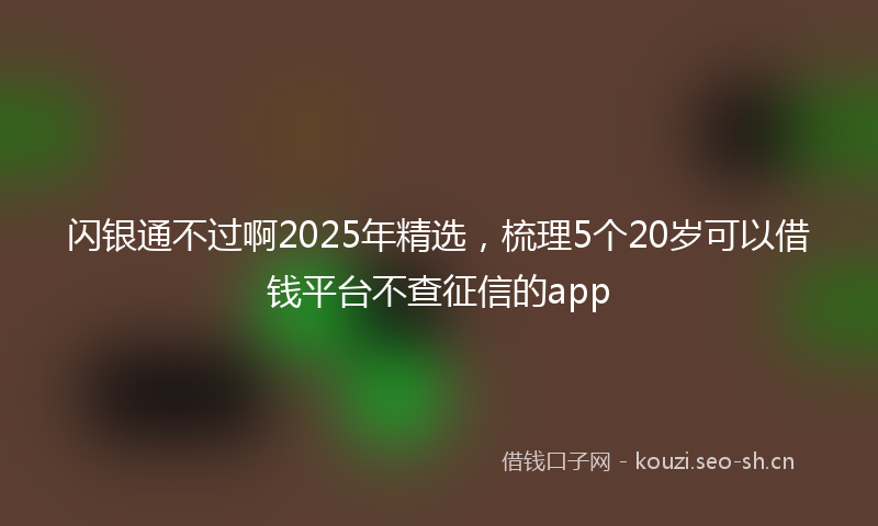 闪银通不过啊2025年精选，梳理5个20岁可以借钱平台不查征信的app