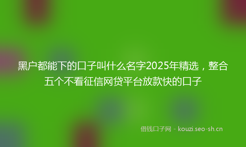黑户都能下的口子叫什么名字2025年精选，整合五个不看征信网贷平台放款快的口子