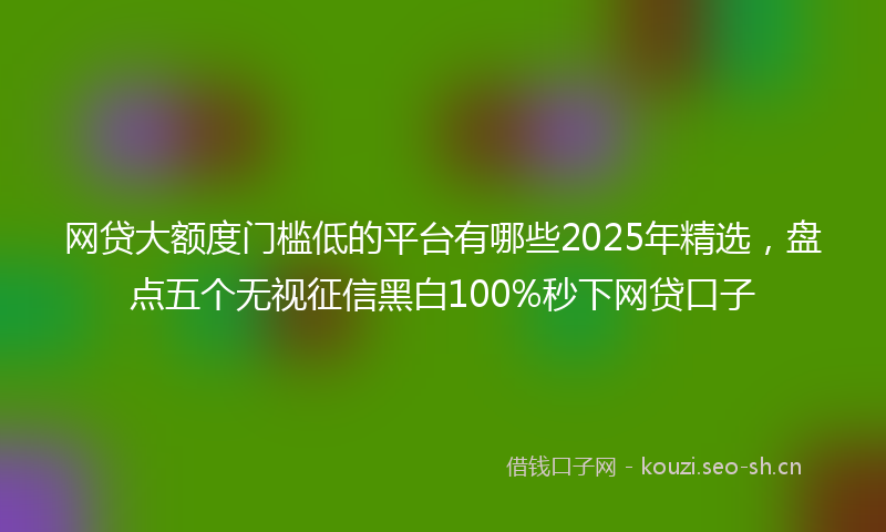 网贷大额度门槛低的平台有哪些2025年精选，盘点五个无视征信黑白100%秒下网贷口子