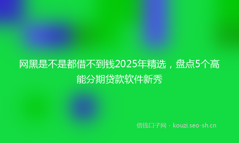 网黑是不是都借不到钱2025年精选，盘点5个高能分期贷款软件新秀