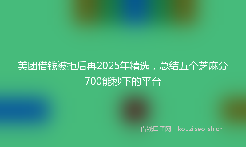 美团借钱被拒后再2025年精选，总结五个芝麻分700能秒下的平台