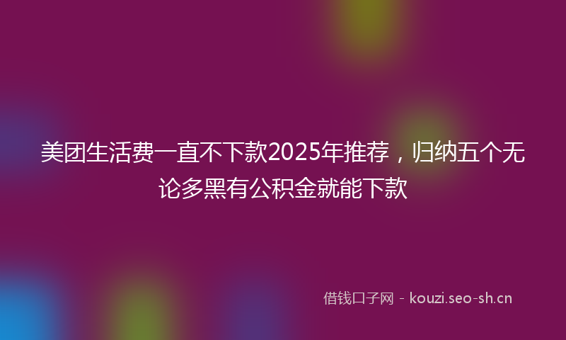 美团生活费一直不下款2025年推荐，归纳五个无论多黑有公积金就能下款