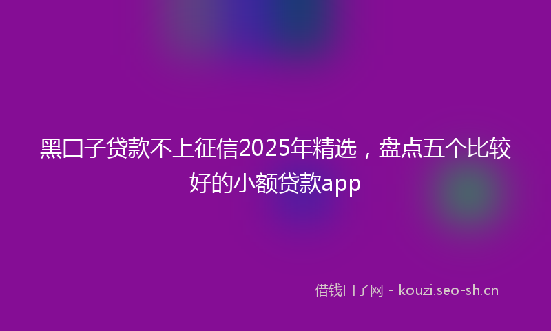 黑囗子贷款不上征信2025年精选，盘点五个比较好的小额贷款app