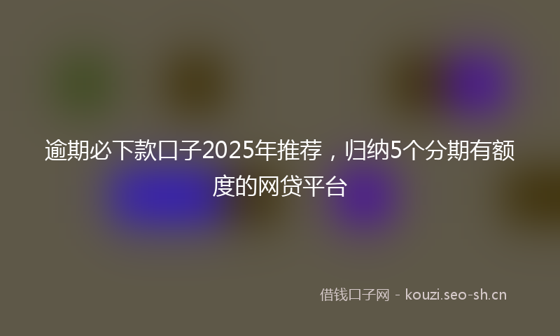 逾期必下款口子2025年推荐，归纳5个分期有额度的网贷平台