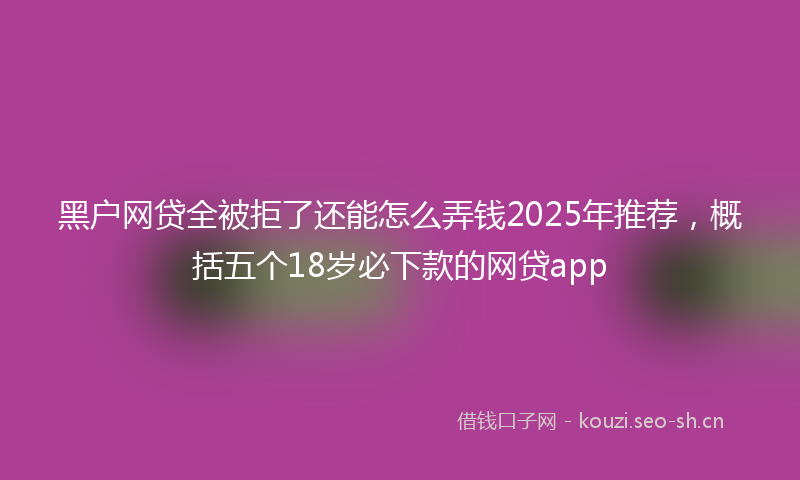 黑户网贷全被拒了还能怎么弄钱2025年推荐，概括五个18岁必下款的网贷app