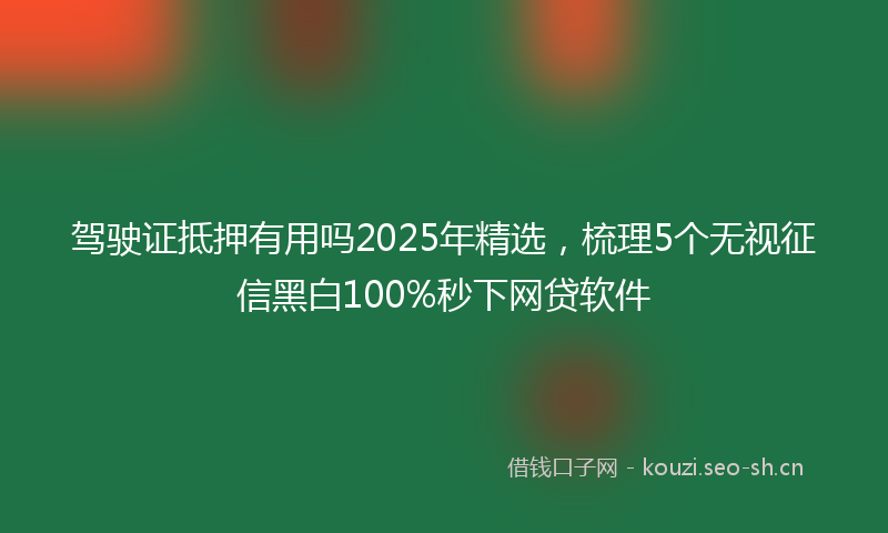 驾驶证抵押有用吗2025年精选，梳理5个无视征信黑白100%秒下网贷软件