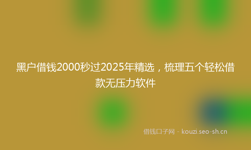 黑户借钱2000秒过2025年精选，梳理五个轻松借款无压力软件
