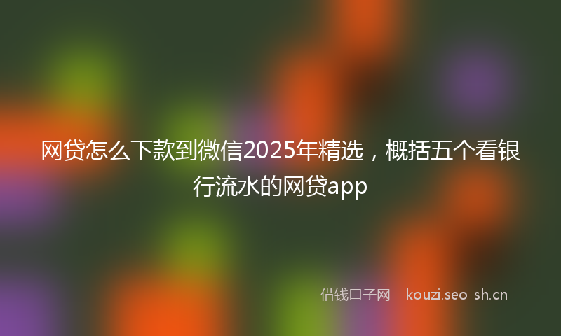 网贷怎么下款到微信2025年精选，概括五个看银行流水的网贷app