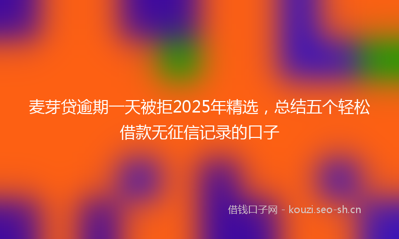 麦芽贷逾期一天被拒2025年精选，总结五个轻松借款无征信记录的口子