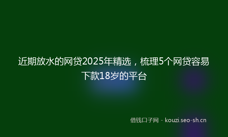 近期放水的网贷2025年精选，梳理5个网贷容易下款18岁的平台