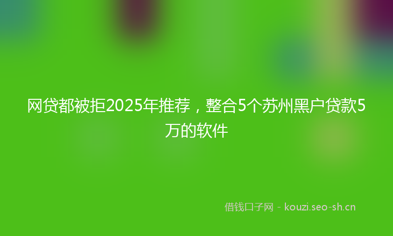 网贷都被拒2025年推荐，整合5个苏州黑户贷款5万的软件