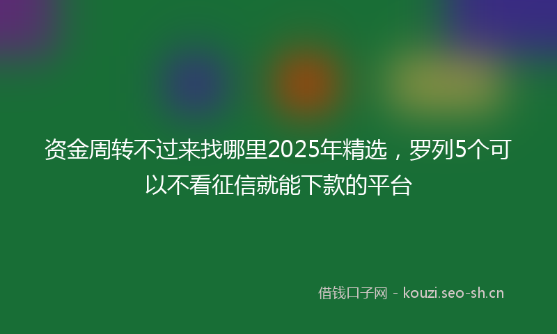 资金周转不过来找哪里2025年精选，罗列5个可以不看征信就能下款的平台