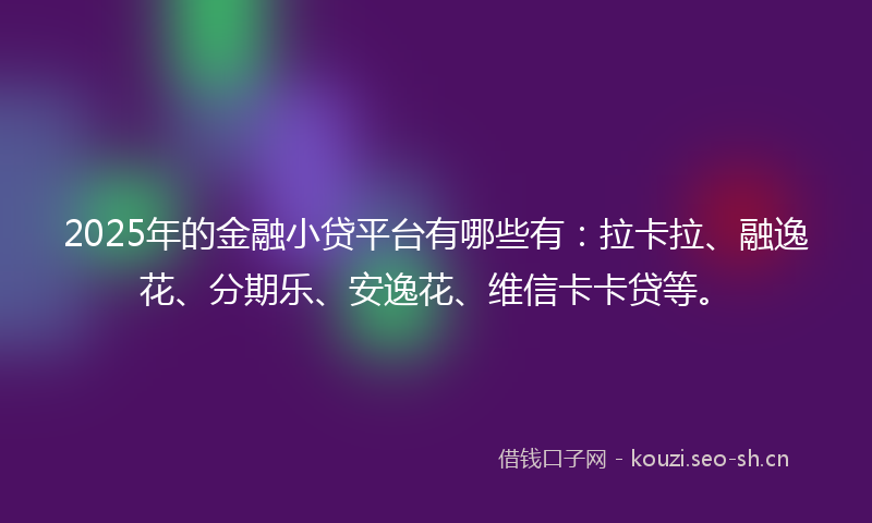2025年的金融小贷平台有哪些有：拉卡拉、融逸花、分期乐、安逸花、维信卡卡贷等。