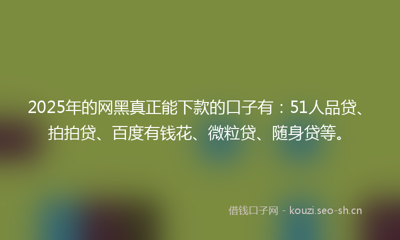2025年的网黑真正能下款的口子有：51人品贷、拍拍贷、百度有钱花、微粒贷、随身贷等。