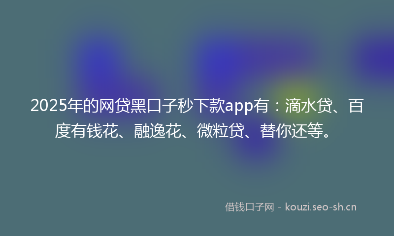 2025年的网贷黑口子秒下款app有：滴水贷、百度有钱花、融逸花、微粒贷、替你还等。