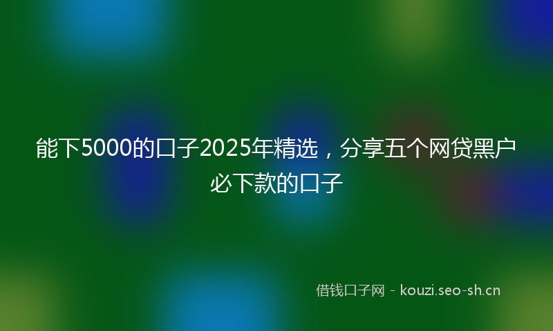 能下5000的口子2025年精选，分享五个网贷黑户必下款的口子