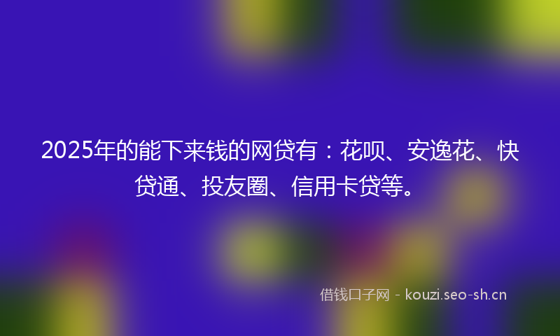 2025年的能下来钱的网贷有：花呗、安逸花、快贷通、投友圈、信用卡贷等。
