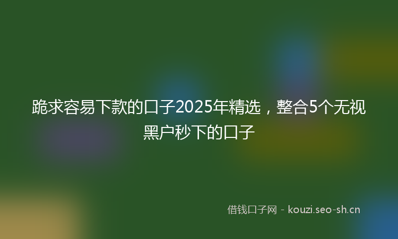 跪求容易下款的口子2025年精选，整合5个无视黑户秒下的口子