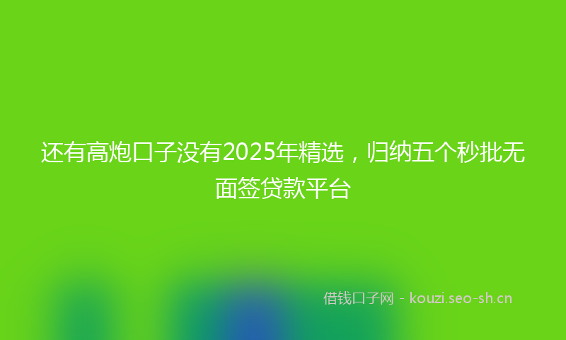 还有高炮口子没有2025年精选，归纳五个秒批无面签贷款平台