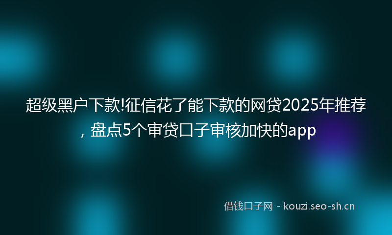 超级黑户下款!征信花了能下款的网贷2025年推荐，盘点5个审贷口子审核加快的app