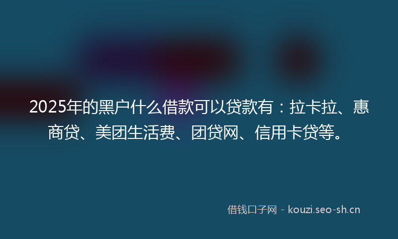 2025年的黑户什么借款可以贷款有：拉卡拉、惠商贷、美团生活费、团贷网、信用卡贷等。