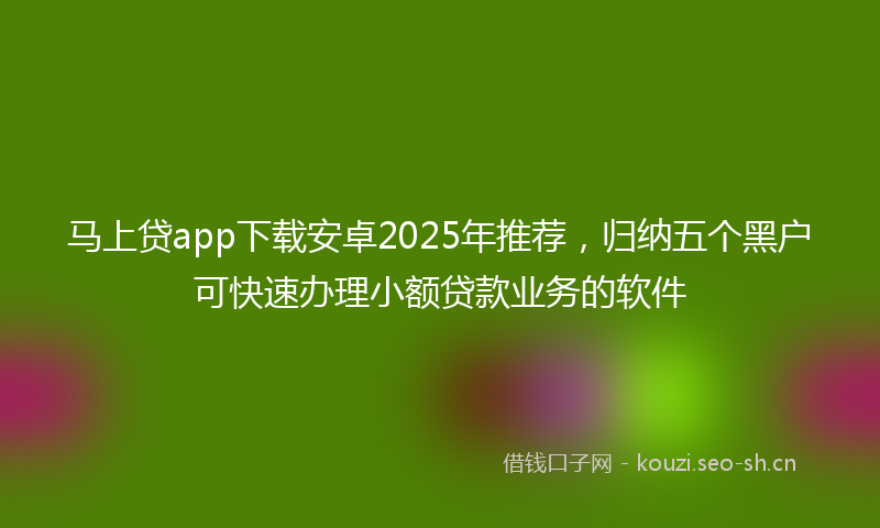 马上贷app下载安卓2025年推荐，归纳五个黑户可快速办理小额贷款业务的软件