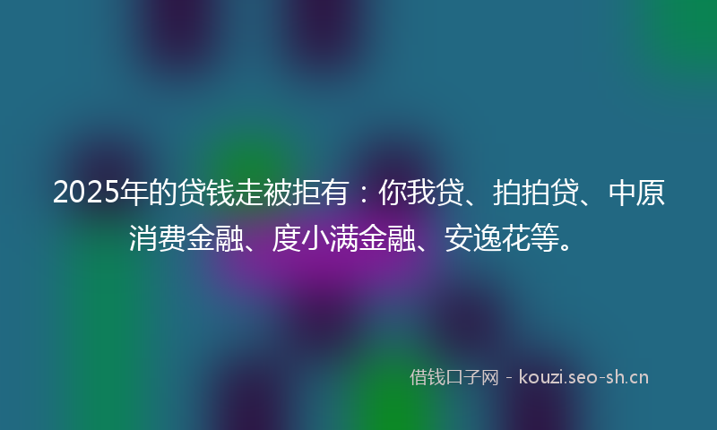 2025年的贷钱走被拒有：你我贷、拍拍贷、中原消费金融、度小满金融、安逸花等。