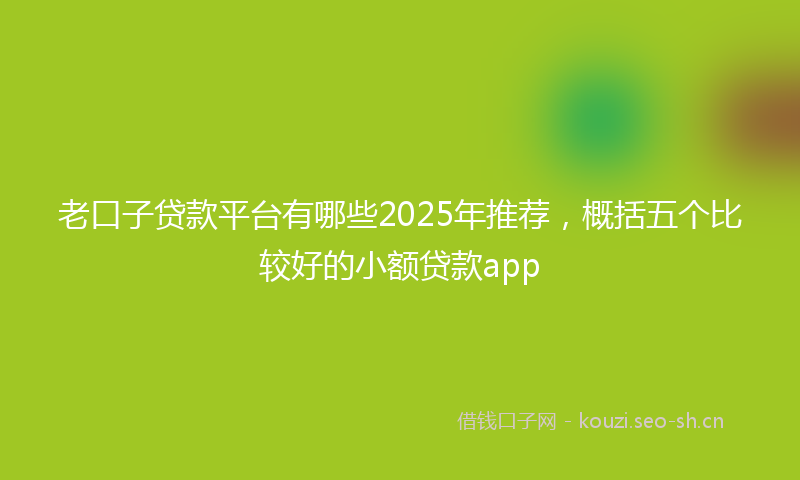 老口子贷款平台有哪些2025年推荐，概括五个比较好的小额贷款app