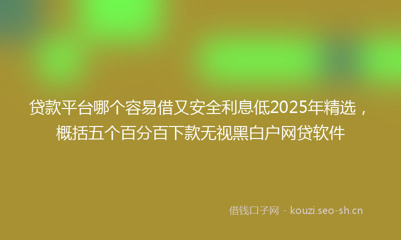 贷款平台哪个容易借又安全利息低2025年精选，概括五个百分百下款无视黑白户网贷软件
