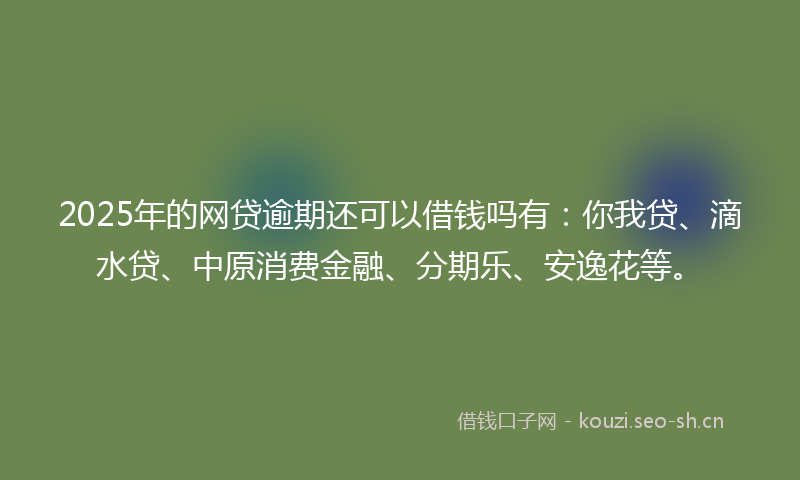 2025年的网贷逾期还可以借钱吗有：你我贷、滴水贷、中原消费金融、分期乐、安逸花等。