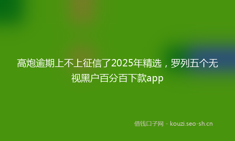 高炮逾期上不上征信了2025年精选，罗列五个无视黑户百分百下款app