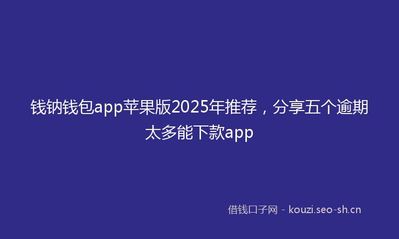 钱钠钱包app苹果版2025年推荐，分享五个逾期太多能下款app