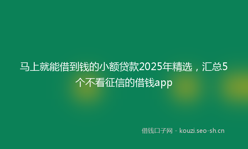 马上就能借到钱的小额贷款2025年精选，汇总5个不看征信的借钱app