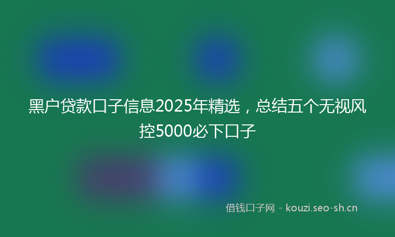 黑户贷款口子信息2025年精选，总结五个无视风控5000必下口子