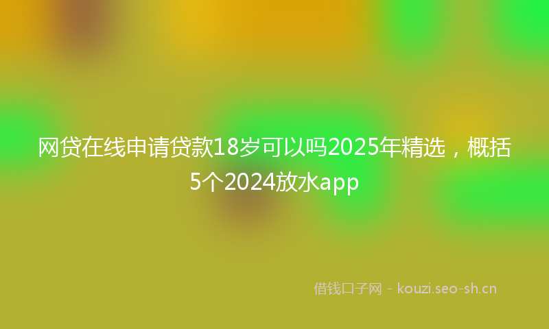网贷在线申请贷款18岁可以吗2025年精选，概括5个2024放水app