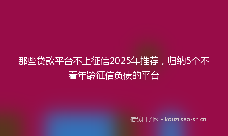 那些贷款平台不上征信2025年推荐，归纳5个不看年龄征信负债的平台