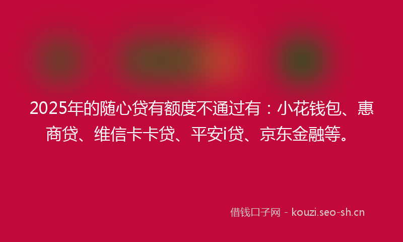 2025年的随心贷有额度不通过有：小花钱包、惠商贷、维信卡卡贷、平安i贷、京东金融等。