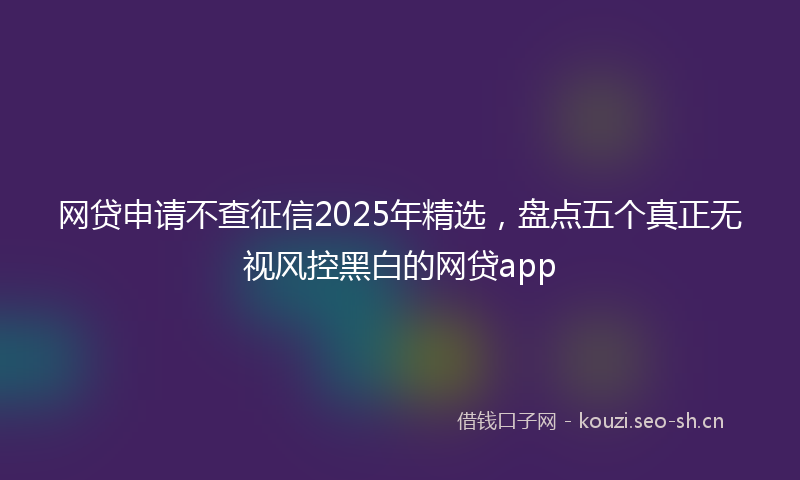 网贷申请不查征信2025年精选，盘点五个真正无视风控黑白的网贷app