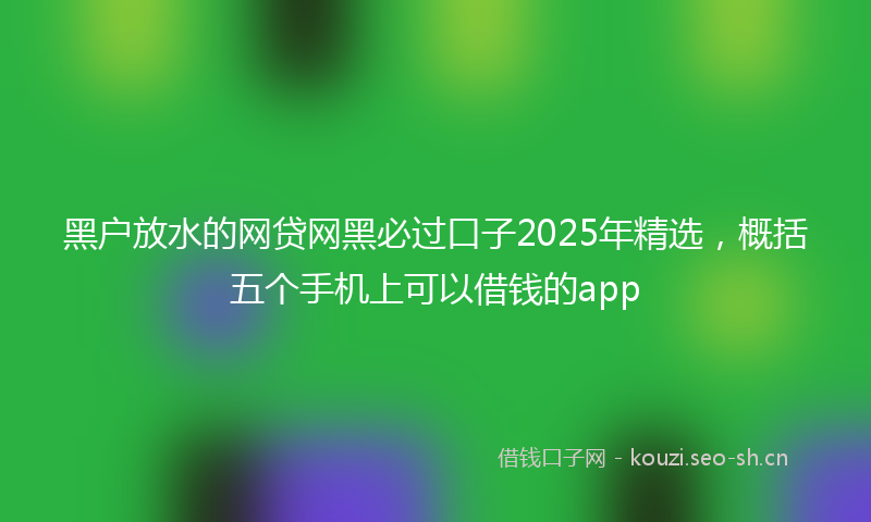 黑户放水的网贷网黑必过口子2025年精选，概括五个手机上可以借钱的app